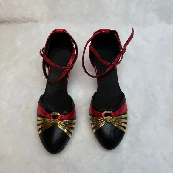 Women's Red Dance High Heel Shoes Size 37 Without Box - Picture 1 of 6